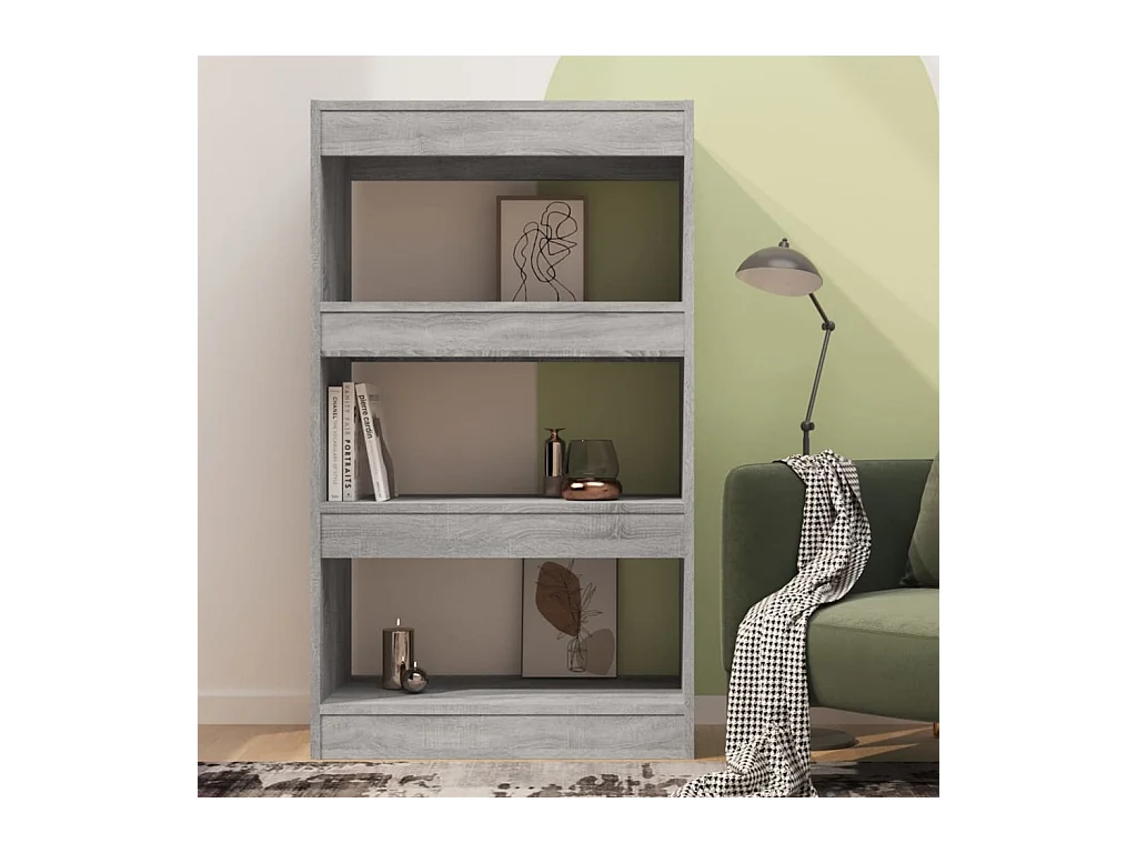 Qarlon  Bibliothèque/Séparateur de pièce Sonoma gris Bois d'ingénierie