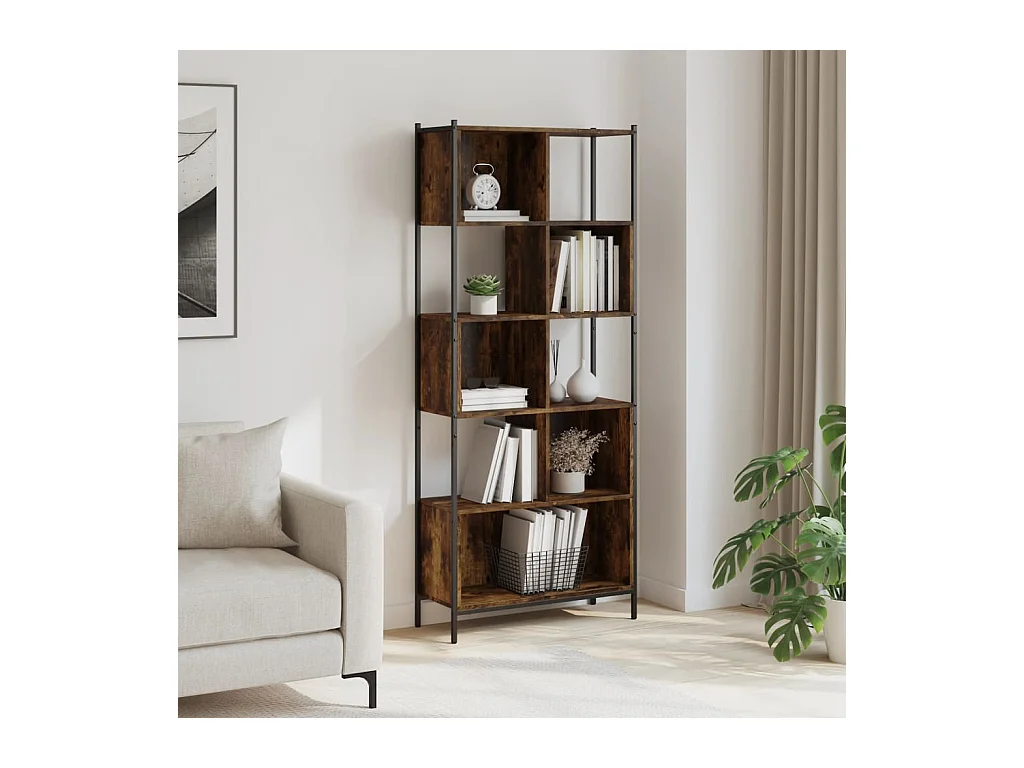 Sonmez  Bibliothèque chêne fumé 72x28x172 cm bois d'ingénierie