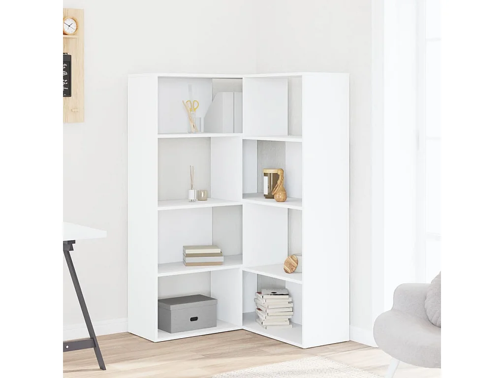 Damir  Boekenkast 4-laags hoek 85x85x140 cm bewerkt hout wit