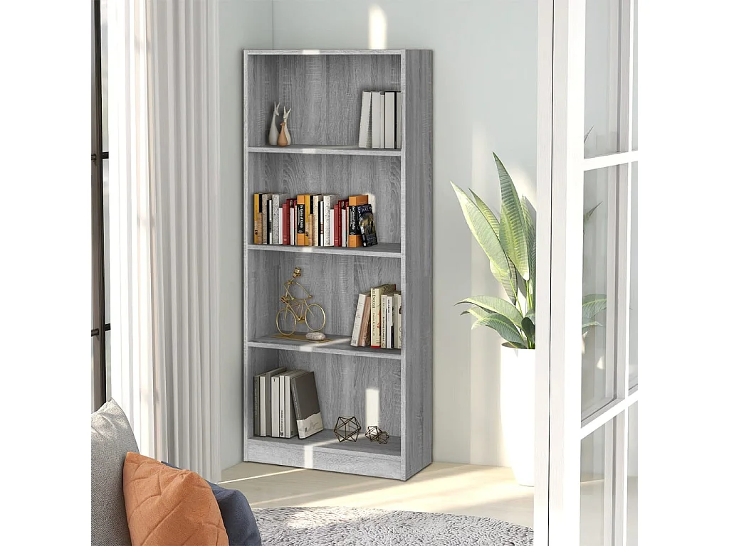 Jairo  Bibliothèque 4 niveaux Sonoma gris 60x24x142 cm