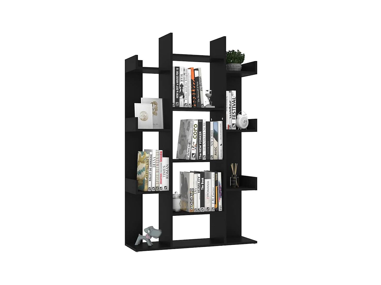 Candler  Bibliothèque Noir 86x25,5x140 cm Bois d’ingénierie