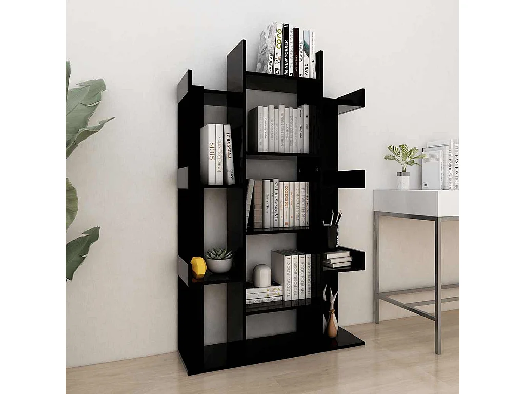 Candler  Librería de madera contrachapada negro 86x25,5x140 cm