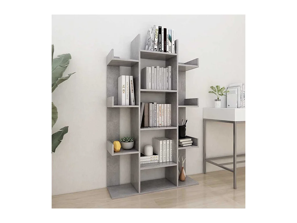 Candler  Bibliothèque Gris béton 86x25,5x140 cm Bois d’ingénierie