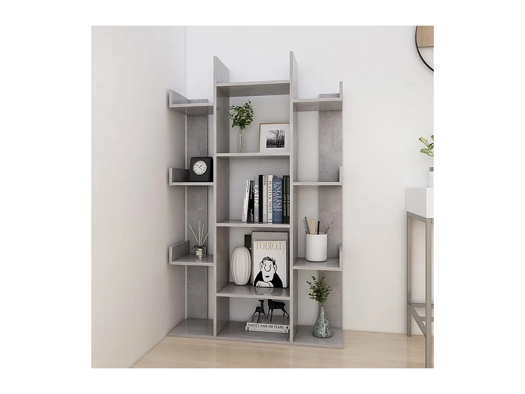 Candler  Bibliothèque Gris béton 86x25,5x140 cm Bois d’ingénierie