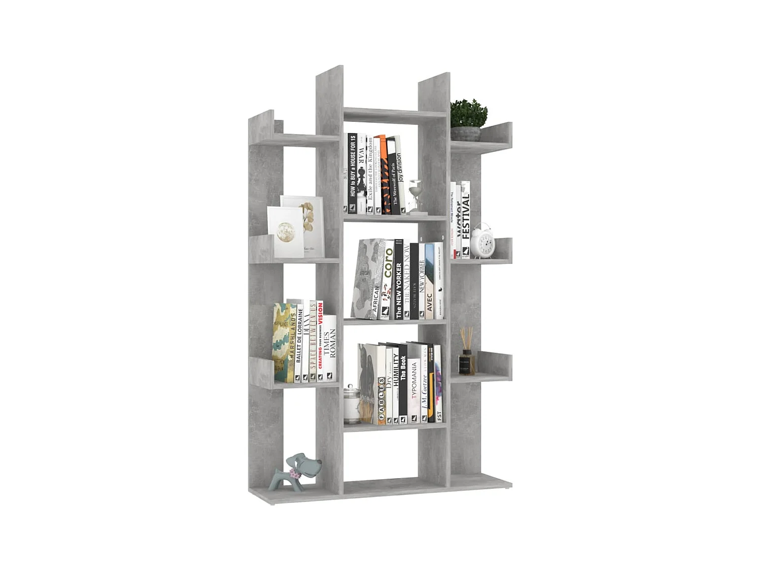 Candler  Bibliothèque Gris béton 86x25,5x140 cm Bois d’ingénierie