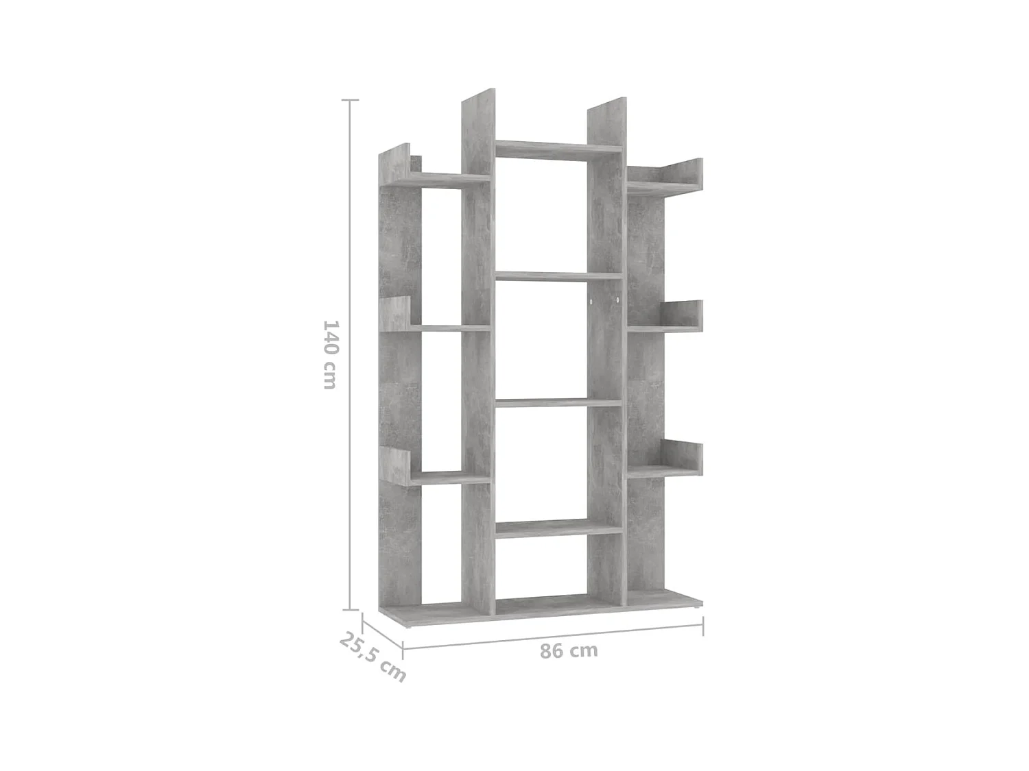 Candler  Bibliothèque Gris béton 86x25,5x140 cm Bois d’ingénierie