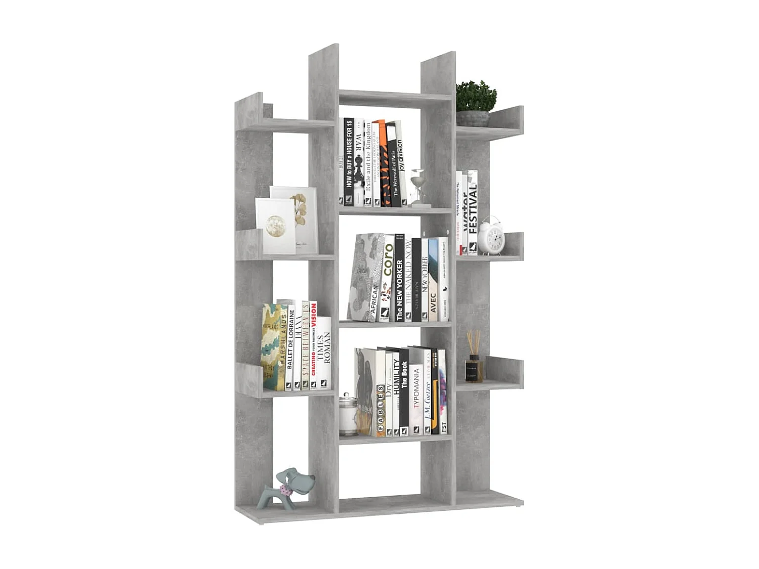 Candler  Bibliothèque Gris béton 86x25,5x140 cm Bois d’ingénierie