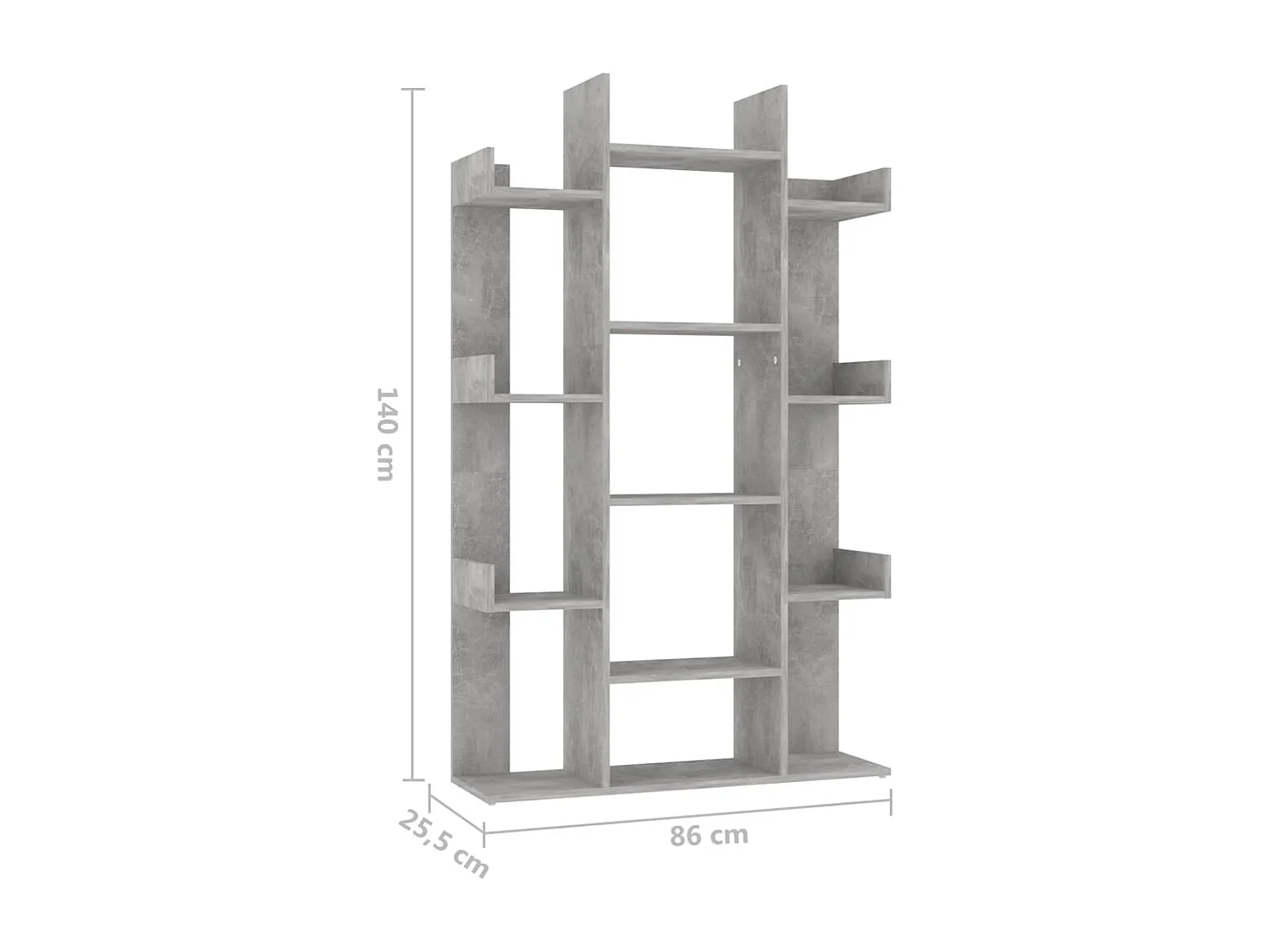 Candler  Bibliothèque Gris béton 86x25,5x140 cm Bois d’ingénierie