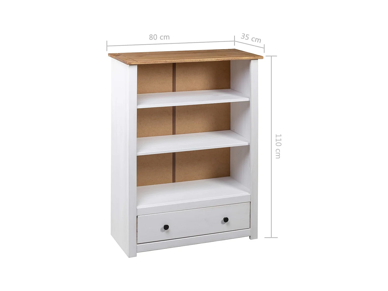 Dina  Boekenkast Panama Range 80x35x110 cm massief grenenhout wit