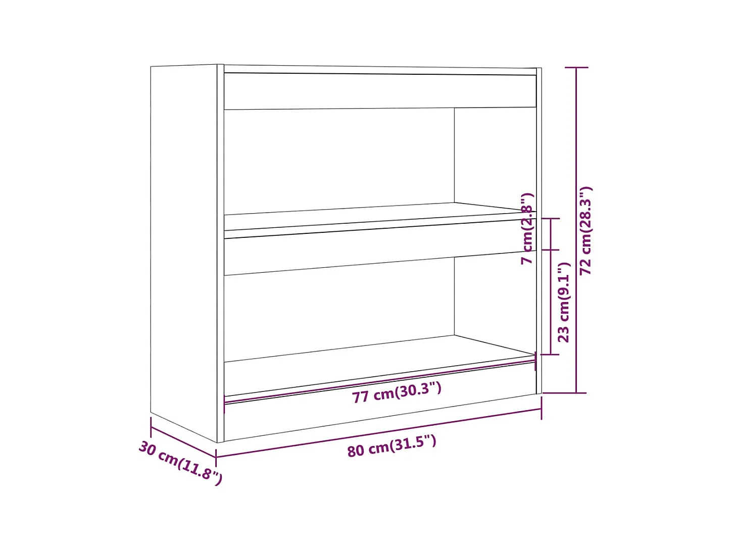 Sutter Creek  Bibliothèque/Séparateur de pièce chêne fumé 80x30x72 cm