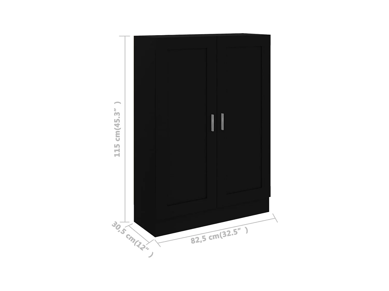 Krimpen aan den IJssel  Bibliothèque Noir 82,5x30,5x115 cm Bois d'ingénierie