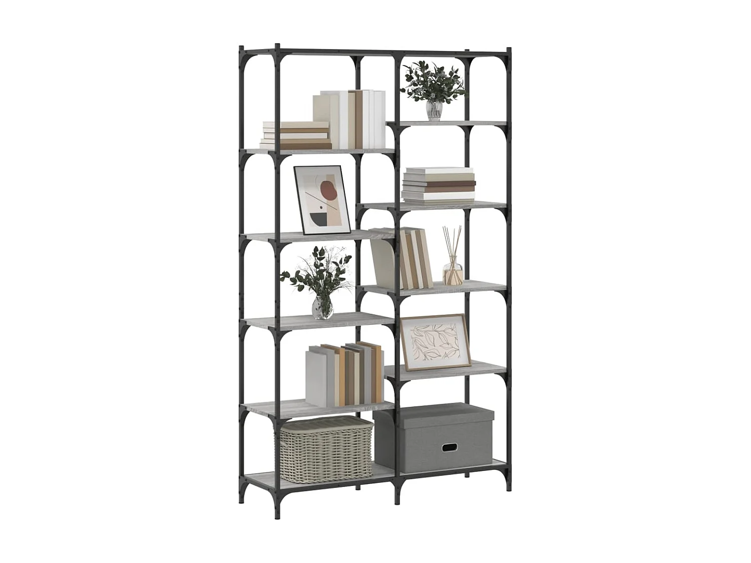 Ulrad  Boekenrek 100x32x170 cm bewerkt hout en ijzer grijs sonoma