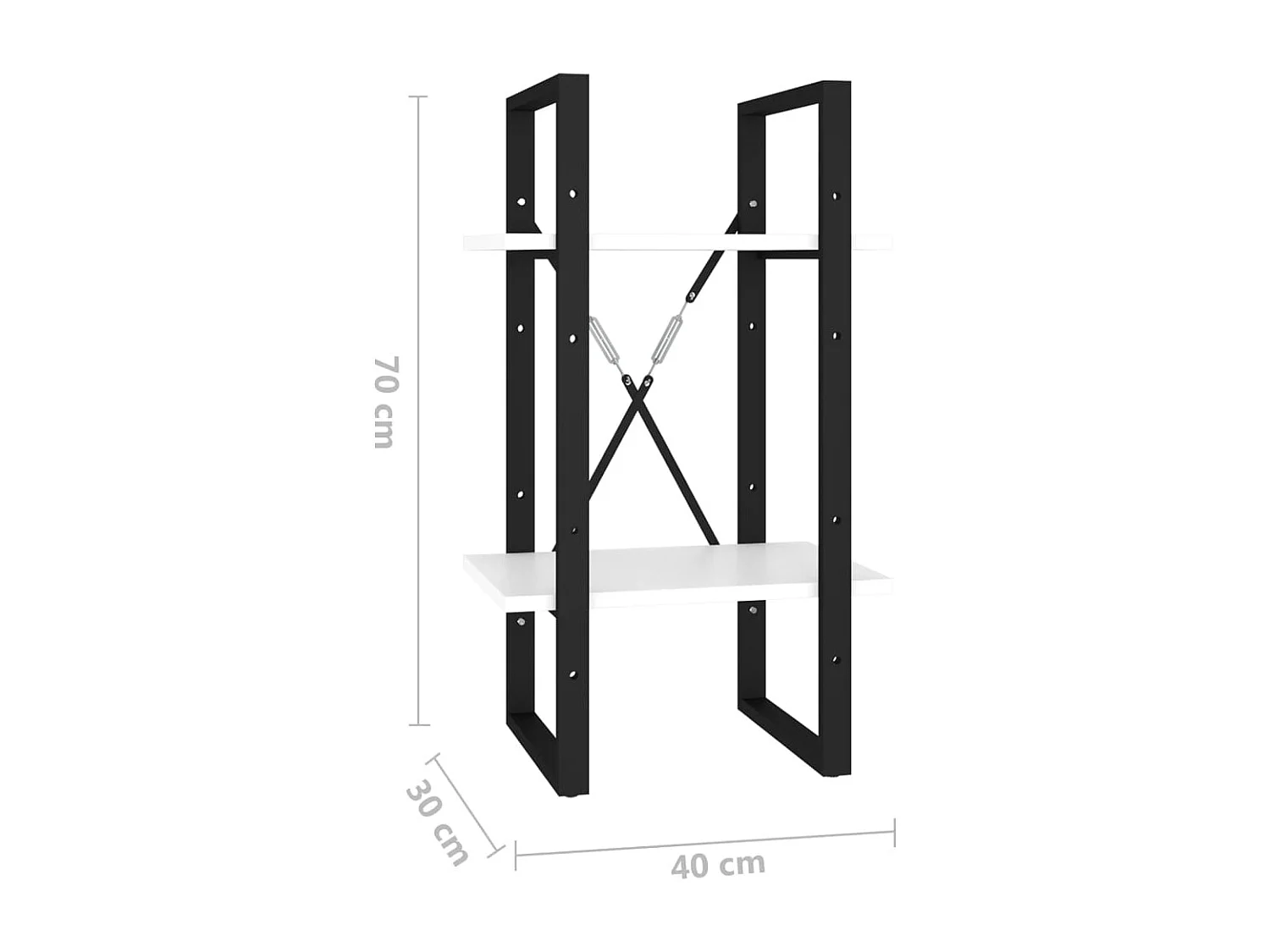 Bowling Green  Bibliothèque à 2 niveaux blanc 40x30x70 cm bois d'ingénierie