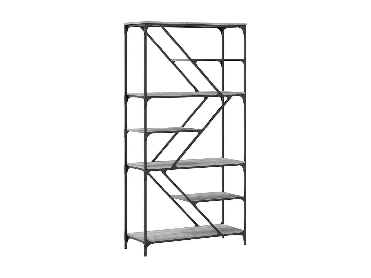 Torgir  Estantería madera de ingeniería y acero Sonoma gris 91x36x176cm