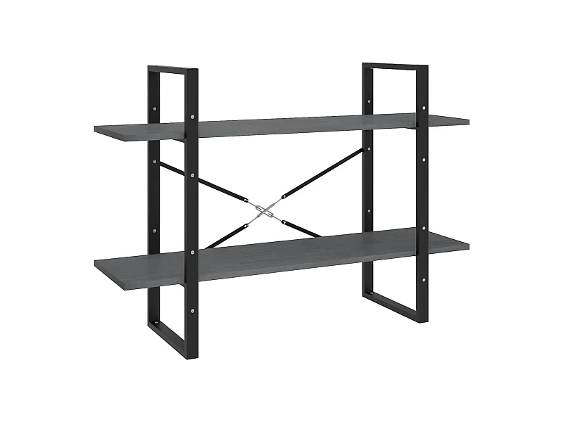 Gitana  Bibliothèque à 2 niveaux Gris 100x30x70 cm Bois de pin massif