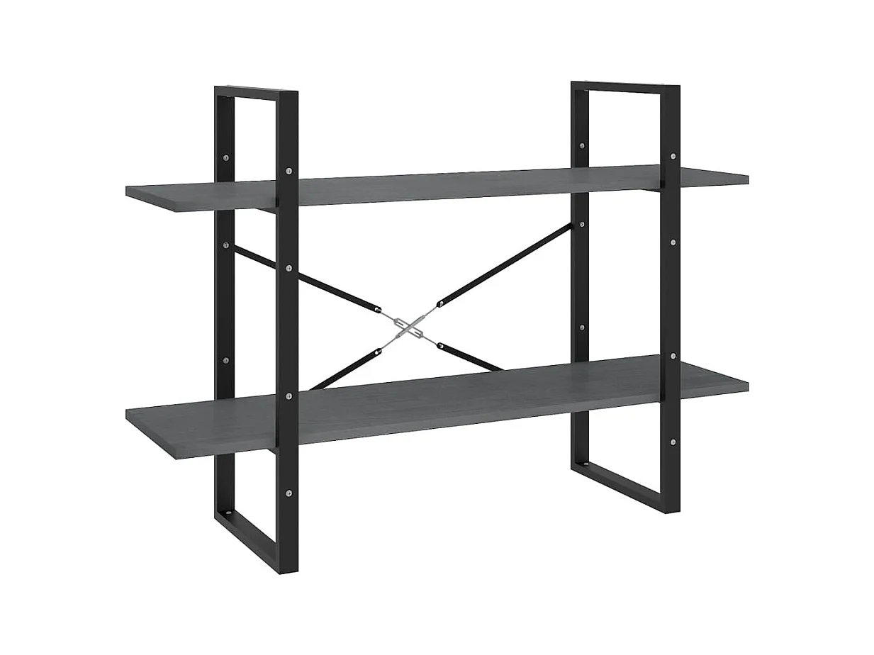 Gitana  Bibliothèque à 2 niveaux Gris 100x30x70 cm Bois de pin massif