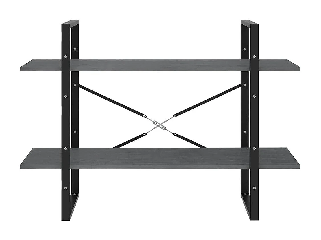 Gitana  Bibliothèque à 2 niveaux Gris 100x30x70 cm Bois de pin massif