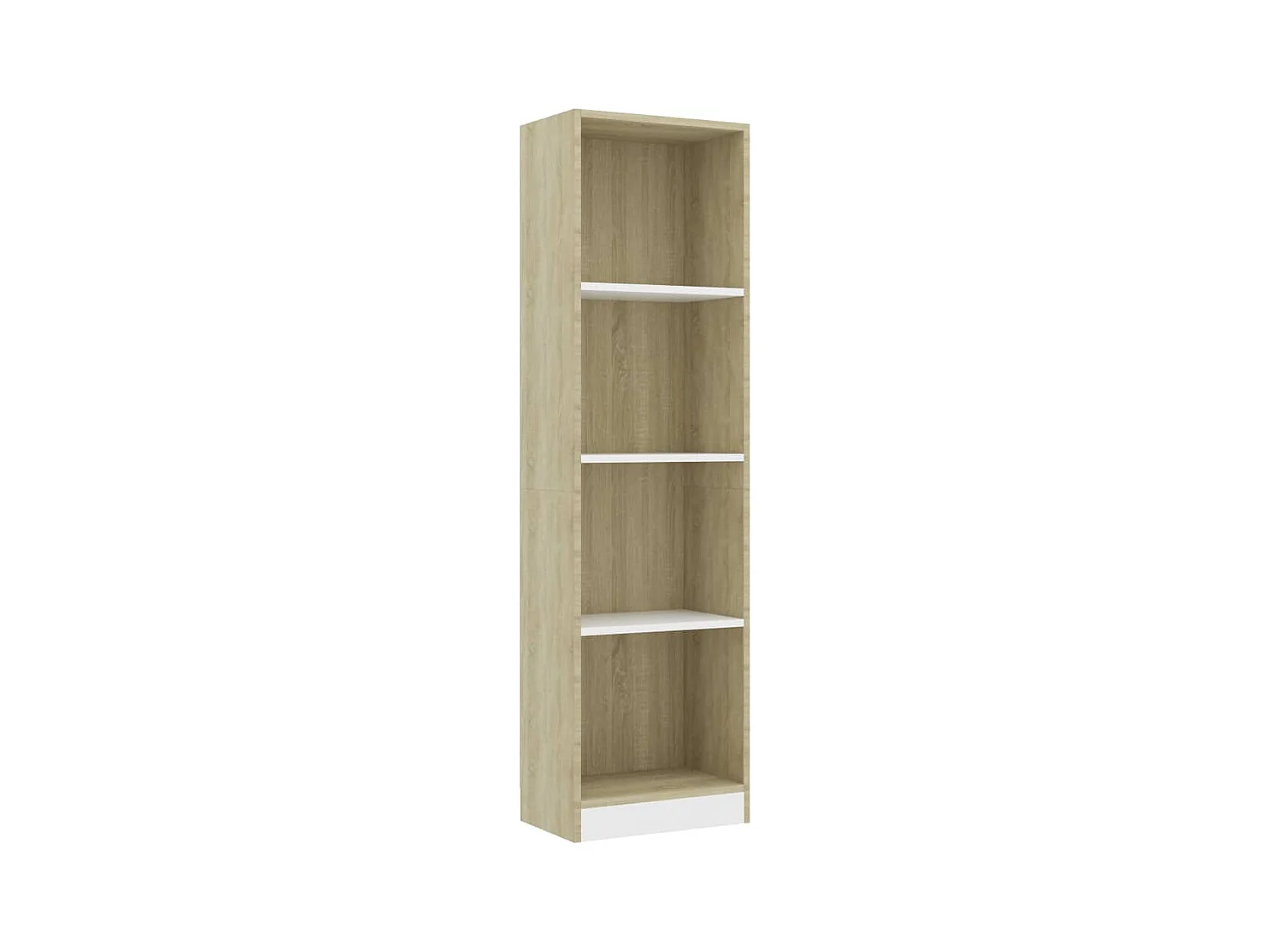 Jairo  Boekenkast met 4 schappen 40x24x142cm bewerkt hout wit en eiken
