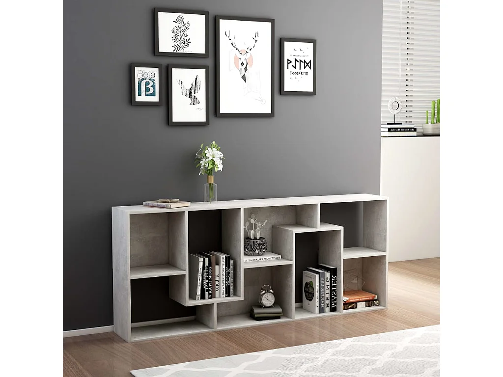 Burtonsville  Bibliothèque Gris béton 67x24x161 cm Bois d'ingénierie