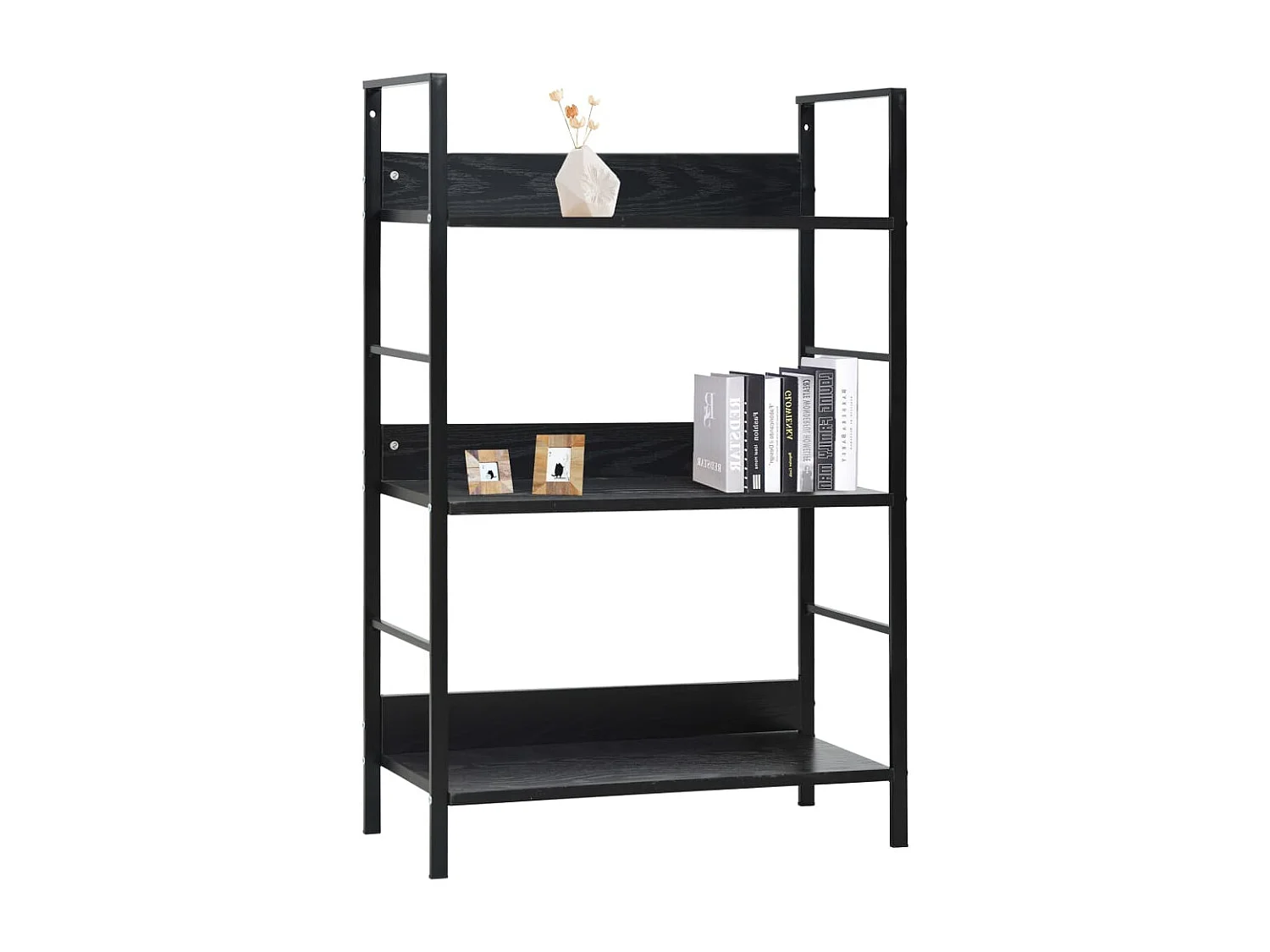 Uggeløse  Bibliothèque à 3 niveaux noir 60x27,6x90,5 cm bois d'ingénierie