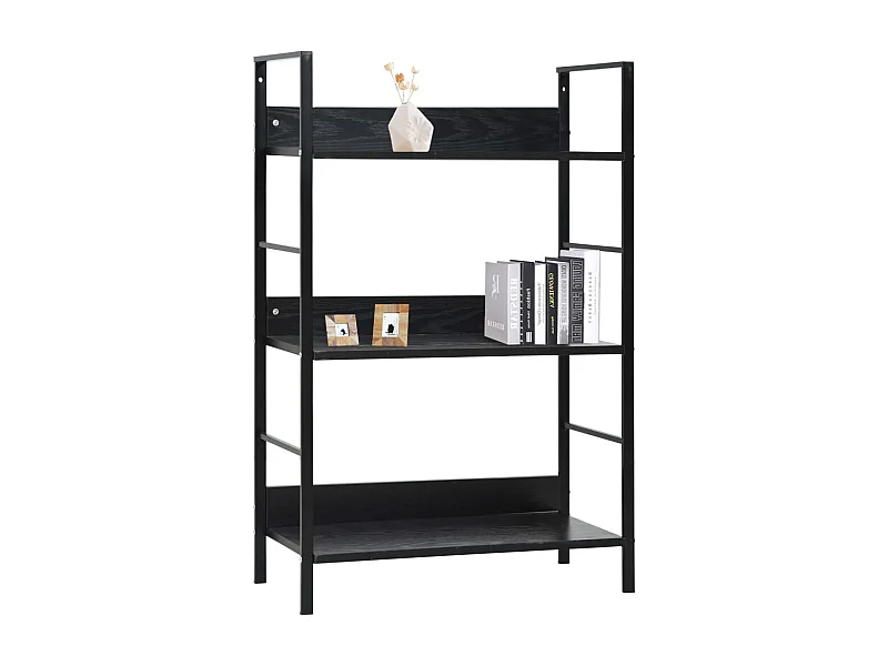 Uggeløse  Bibliothèque à 3 niveaux noir 60x27,6x90,5 cm bois d'ingénierie