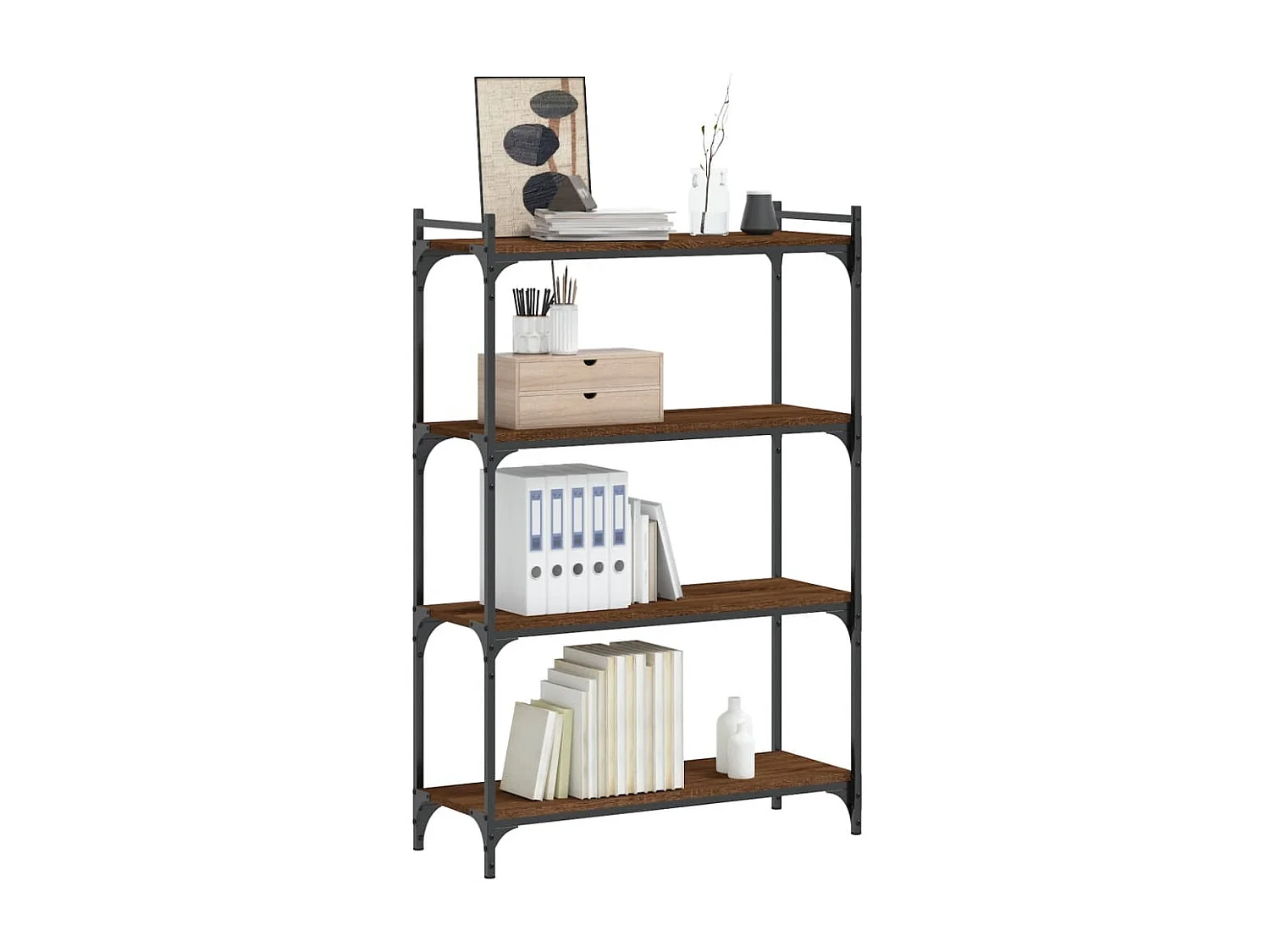 Lars  Bibliothèque 4 niveaux chêne marron 80x30x120cm bois ingénierie