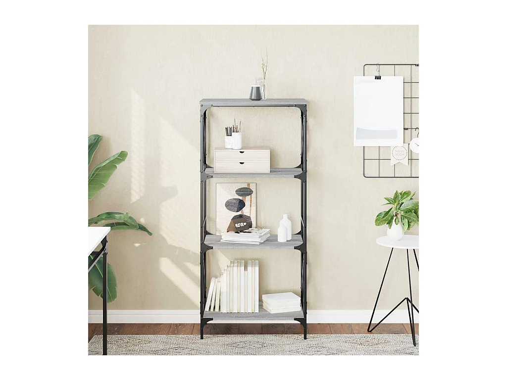 Uusikaupunki  Bibliothèque à 4 niveaux sonoma gris 59x35x132 cm