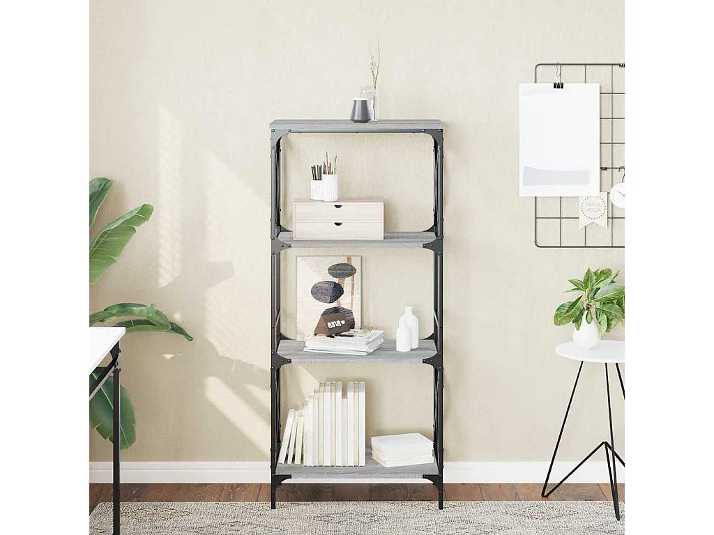 Uusikaupunki  Bibliothèque à 4 niveaux sonoma gris 59x35x132 cm