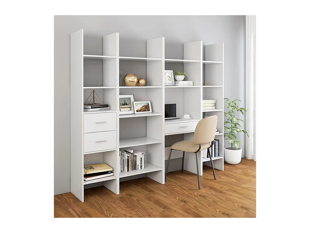 Syron  Bibliothèque Blanc 60x35x180 cm Bois d’ingénierie