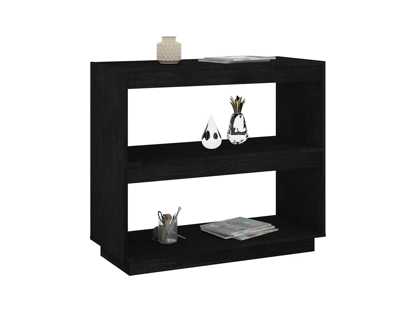 Alisha  Bibliothèque Noir 80x35x71 cm Bois de pin massif