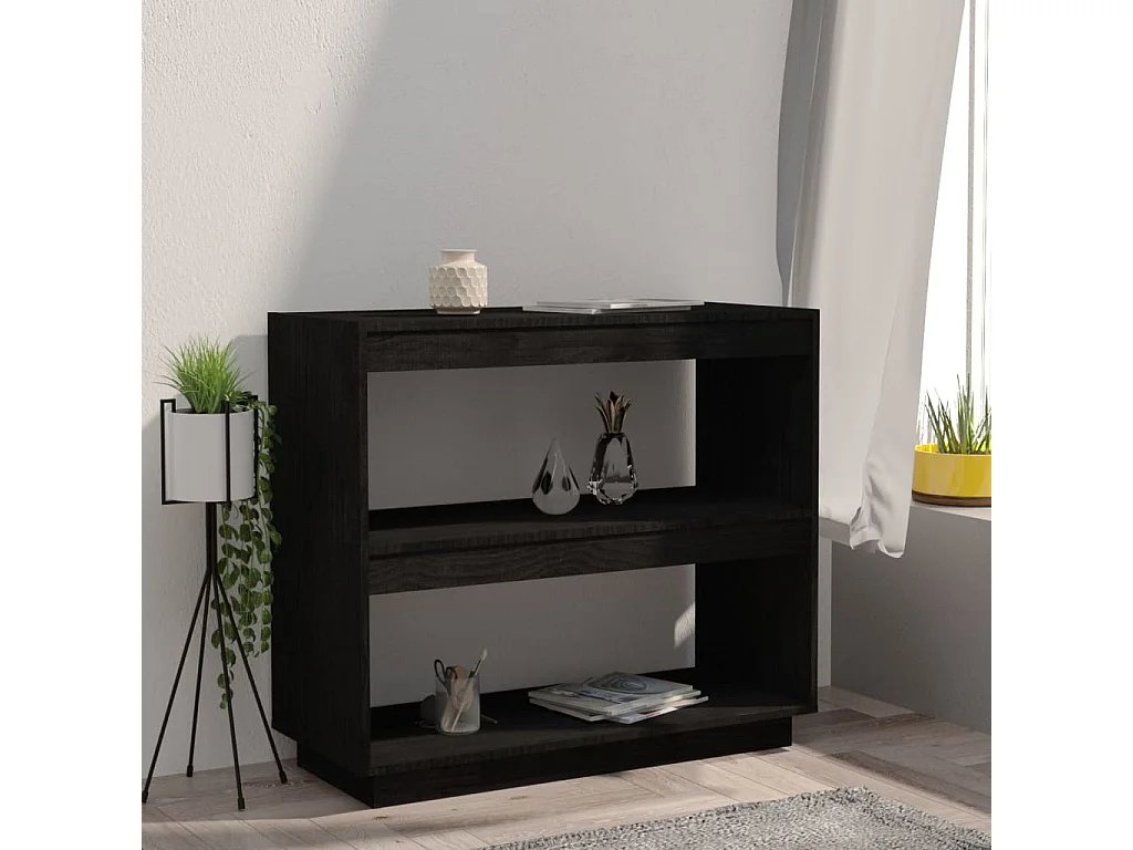 Alisha  Bibliothèque Noir 80x35x71 cm Bois de pin massif