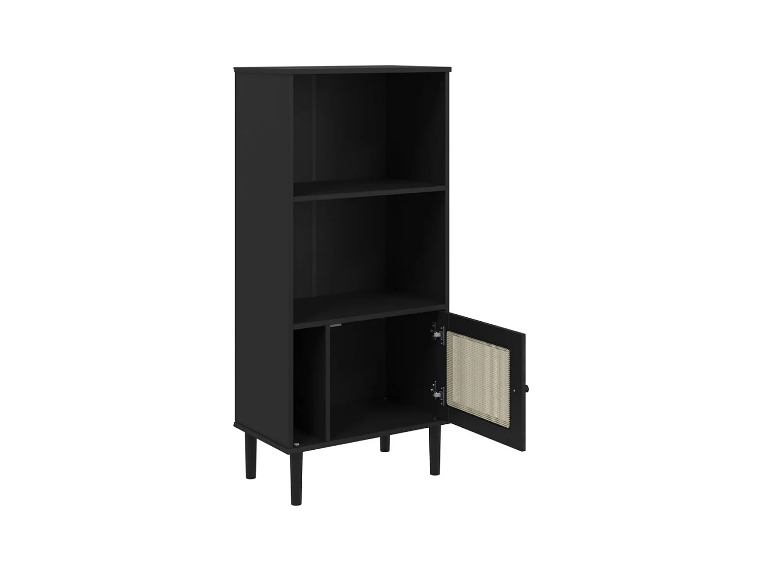 Jerome Brian  Bibliothèque SENJA aspect de rotin noir bois massif de pin