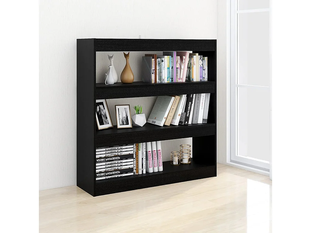 Darren  Estantería de libros/divisor de espacios negro 100x30x103 cm