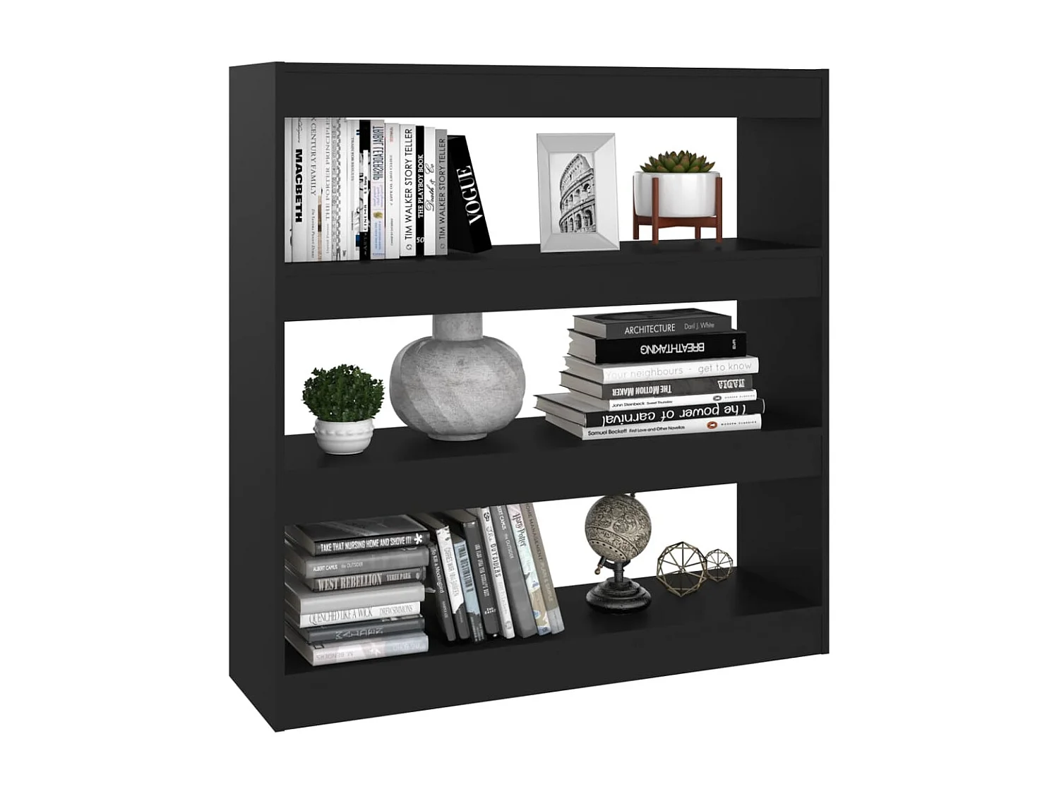 Darren  Estantería de libros/divisor de espacios negro 100x30x103 cm