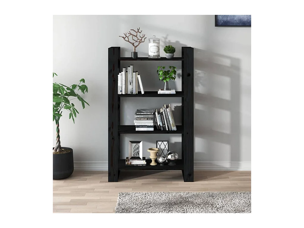 Orven  Bibliothèque/Séparateur de pièce Noir 80x35x125 cm Pin massif