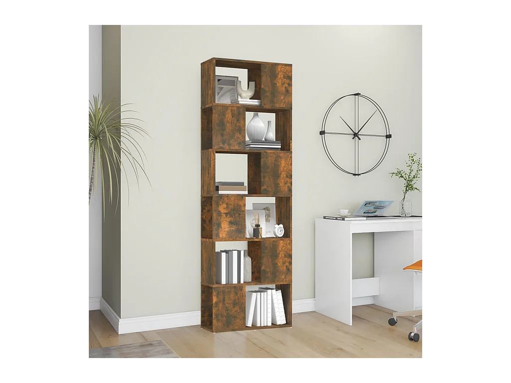 Norman  Bibliothèque/Séparateur de pièce Chêne fumé 60x24x186 cm