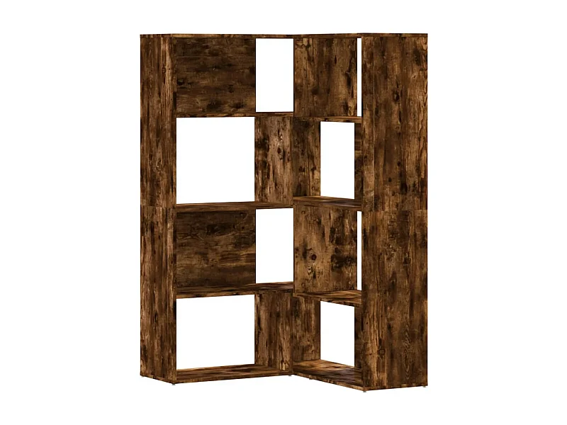 Damir  Bibliothèque d'angle à 4 niveaux chêne fumé bois d'ingénierie