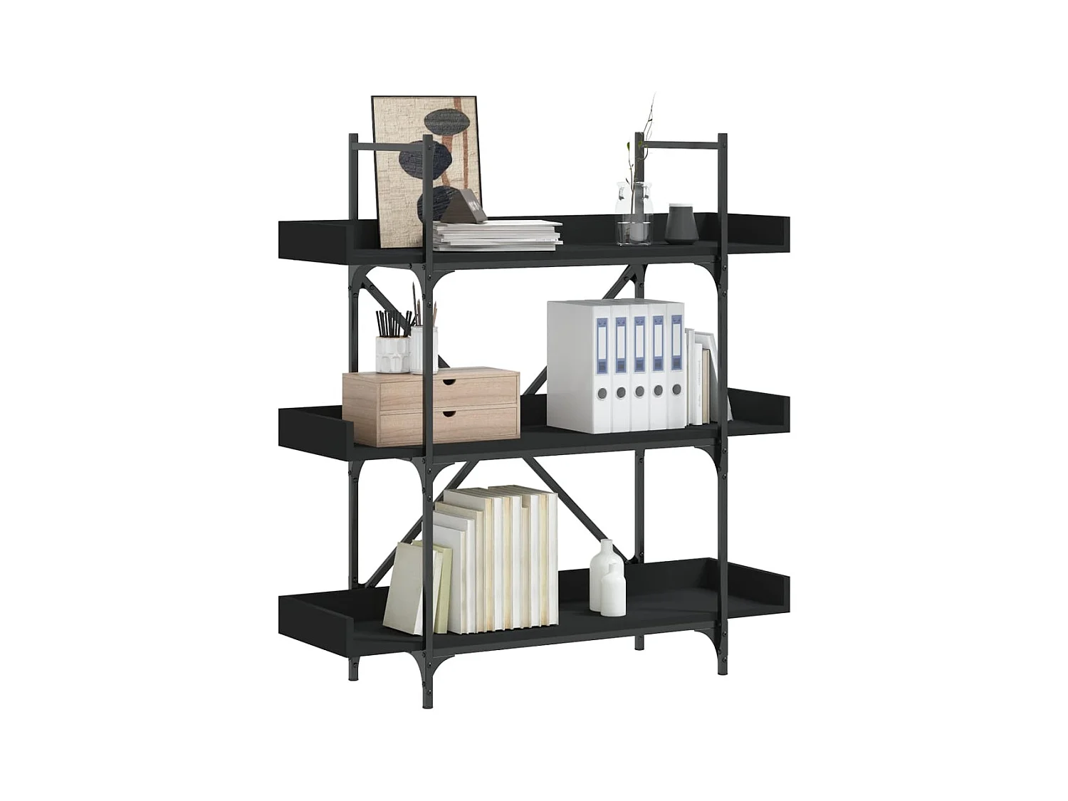 Vero Beach  Bibliothèque à 3 niveaux noir 100x33x108,5 cm bois d'ingénierie