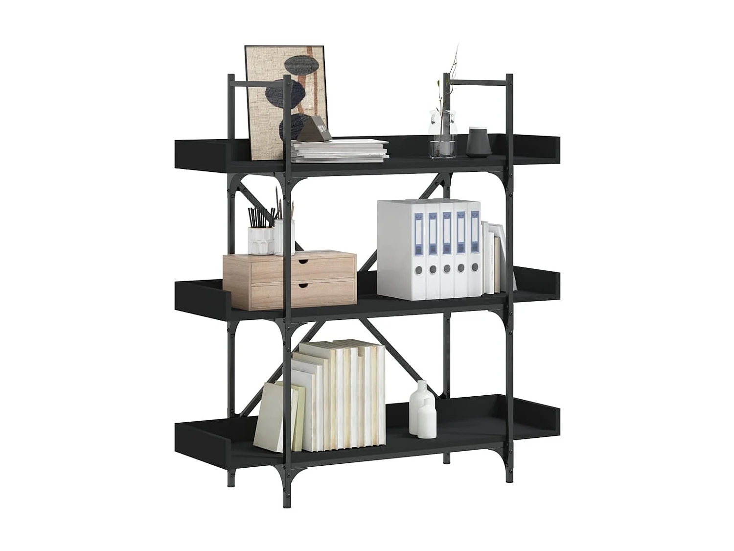 Vero Beach  Bibliothèque à 3 niveaux noir 100x33x108,5 cm bois d'ingénierie