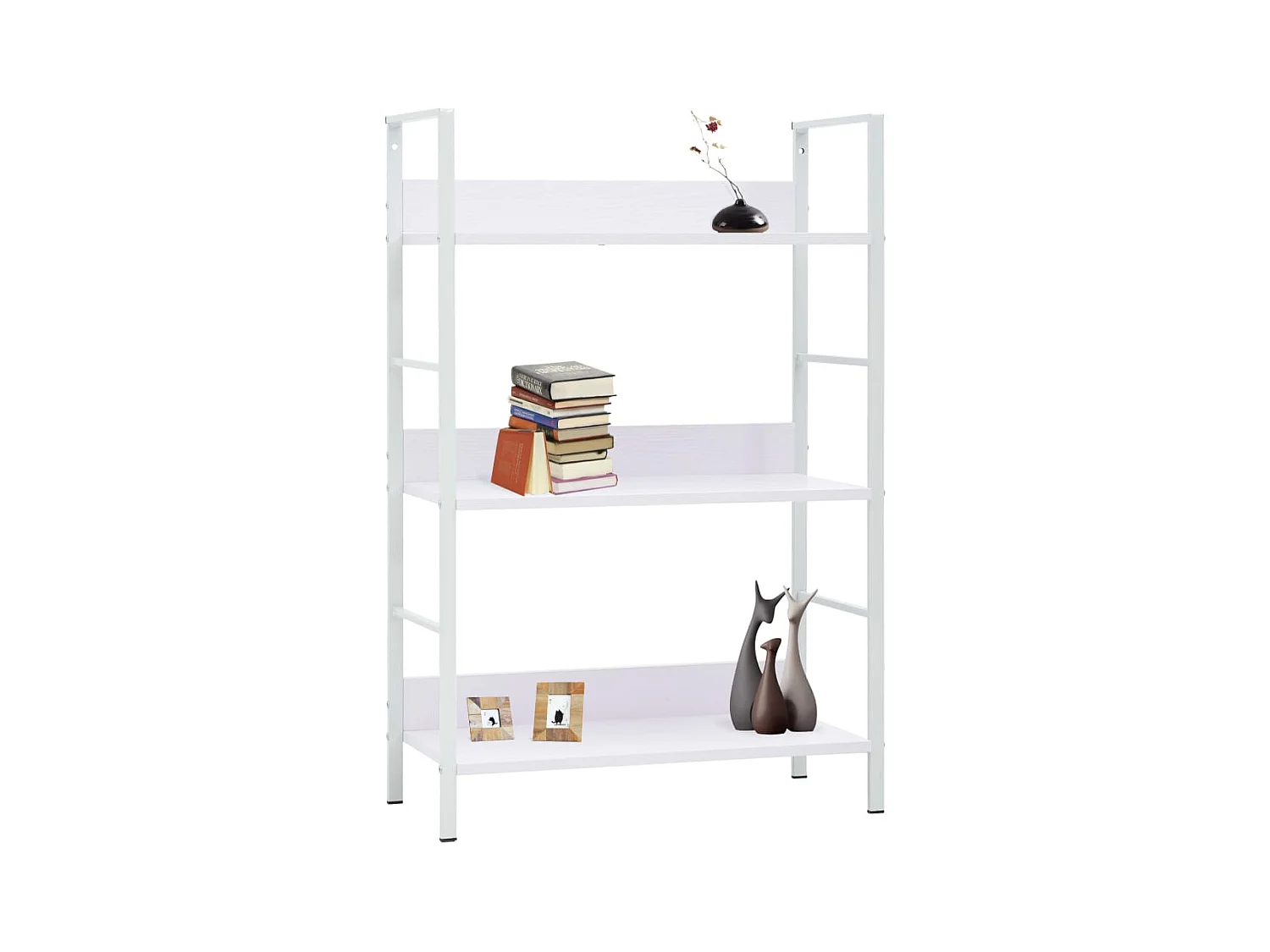 Uggeløse  Bibliothèque à 3 niveaux blanc 60x27,6x90,5cm bois d'ingénierie