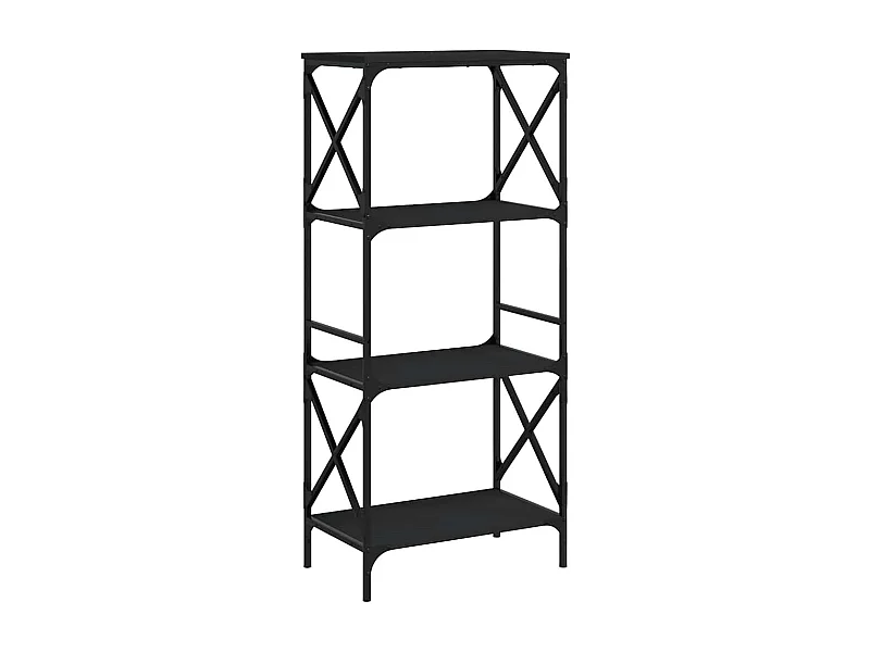 Uusikaupunki  Bibliothèque à 4 niveaux noir 59x35x132 cm bois d'ingénierie