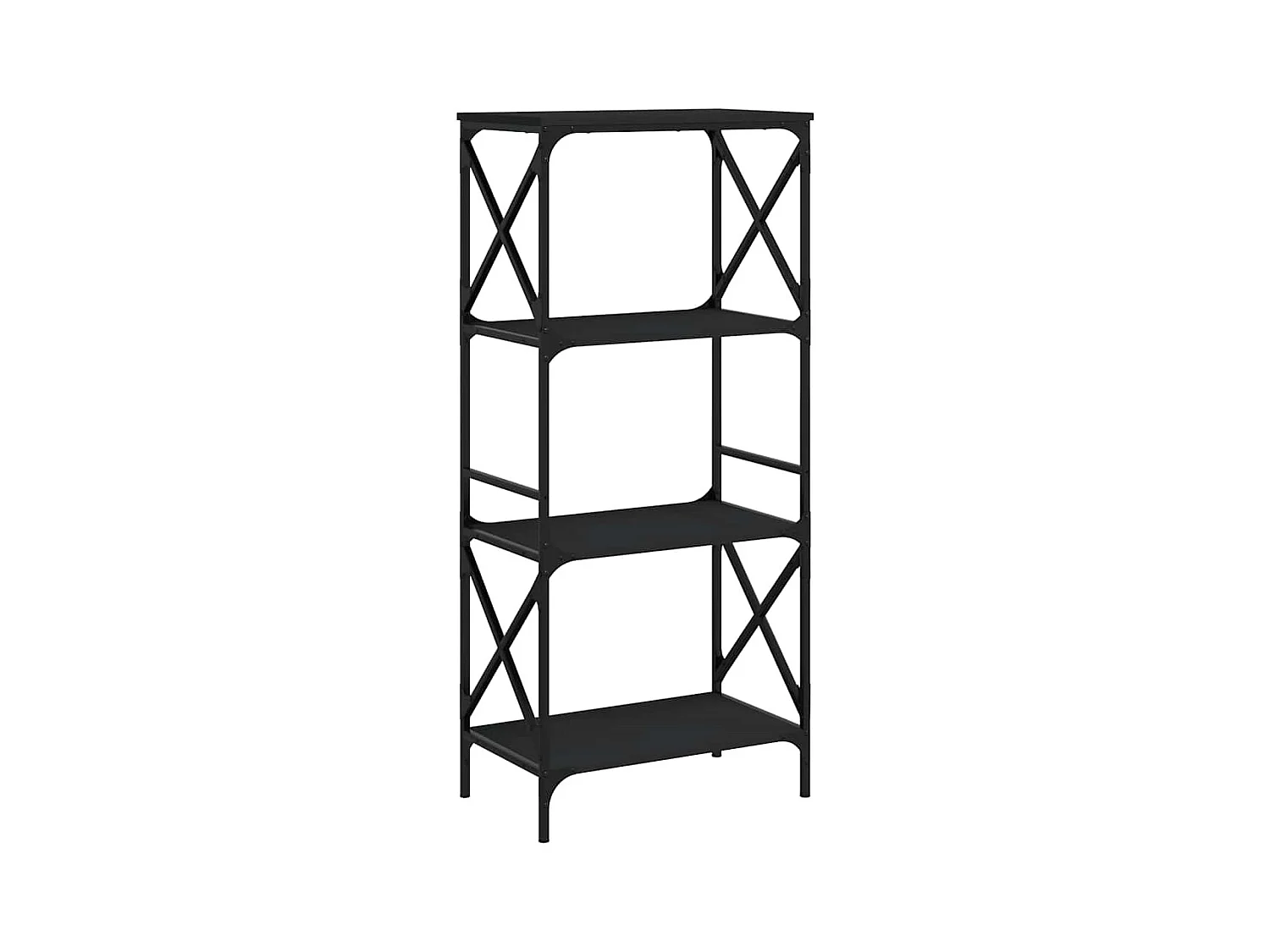 Uusikaupunki  Bibliothèque à 4 niveaux noir 59x35x132 cm bois d'ingénierie