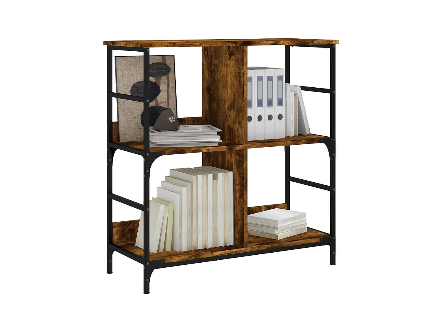 Keith  Bibliothèque chêne fumé 78,5x33x82 cm bois d'ingénierie