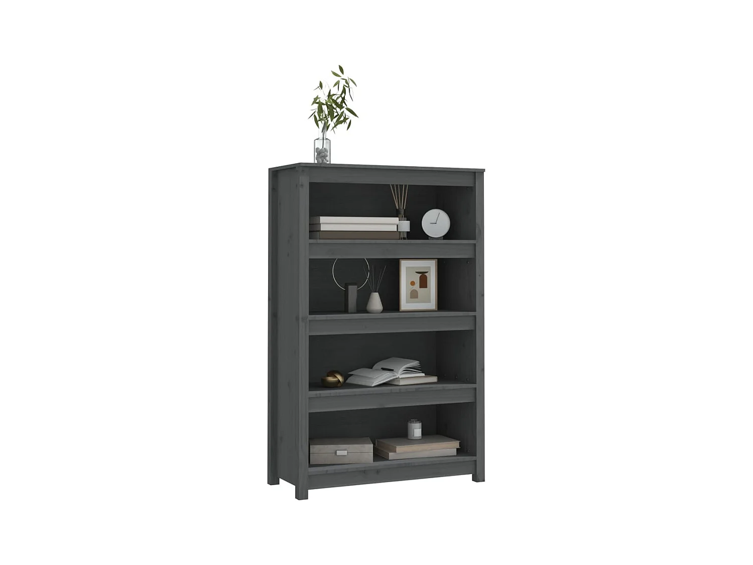 Laurens  Bibliothèque Gris 80x35x126 cm Bois de pin massif