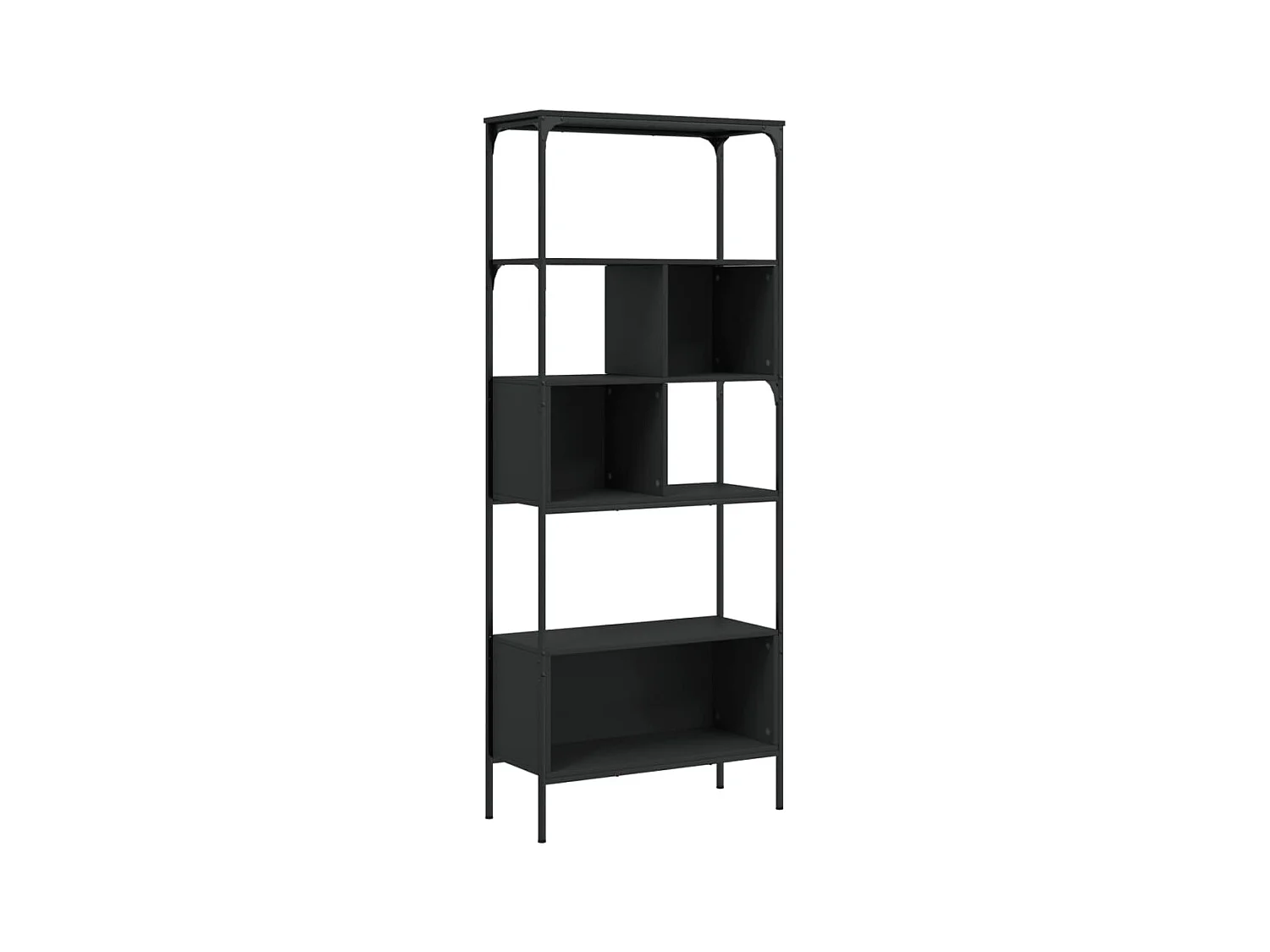 Jytte  Boekenkast 5-laags 76x33x188,5 cm bewerkt hout zwart