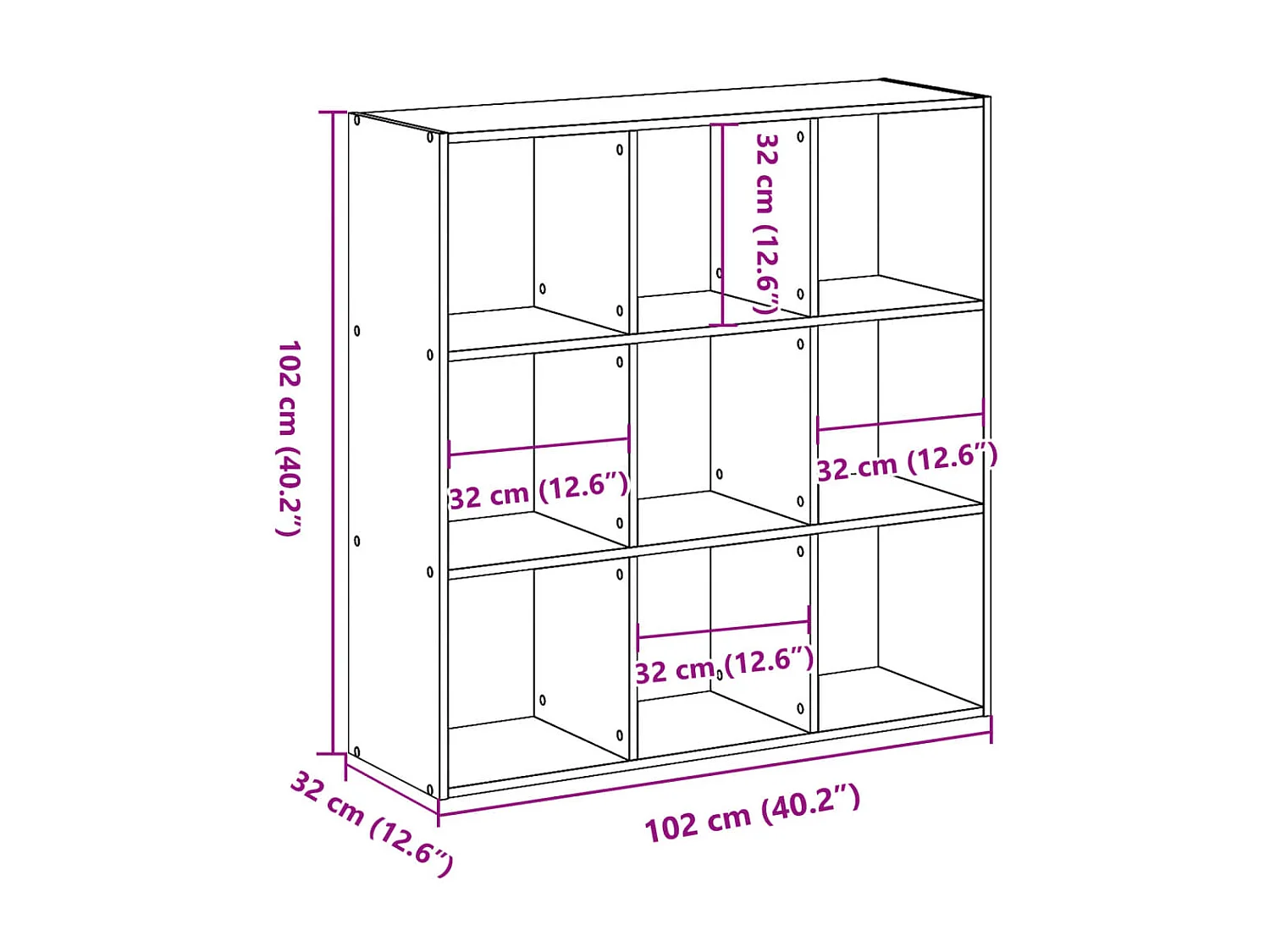 Digna  Bibliothèque sonoma gris 102x32x102 cm bois d'ingénierie
