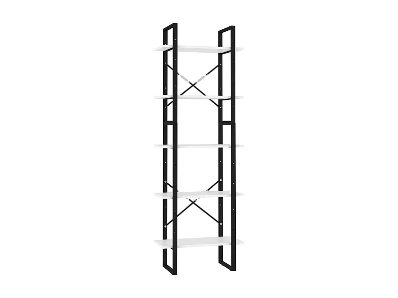 Edith  Bibliothèque à 5 niveaux Blanc 60x30x175 cm Bois ingénierie