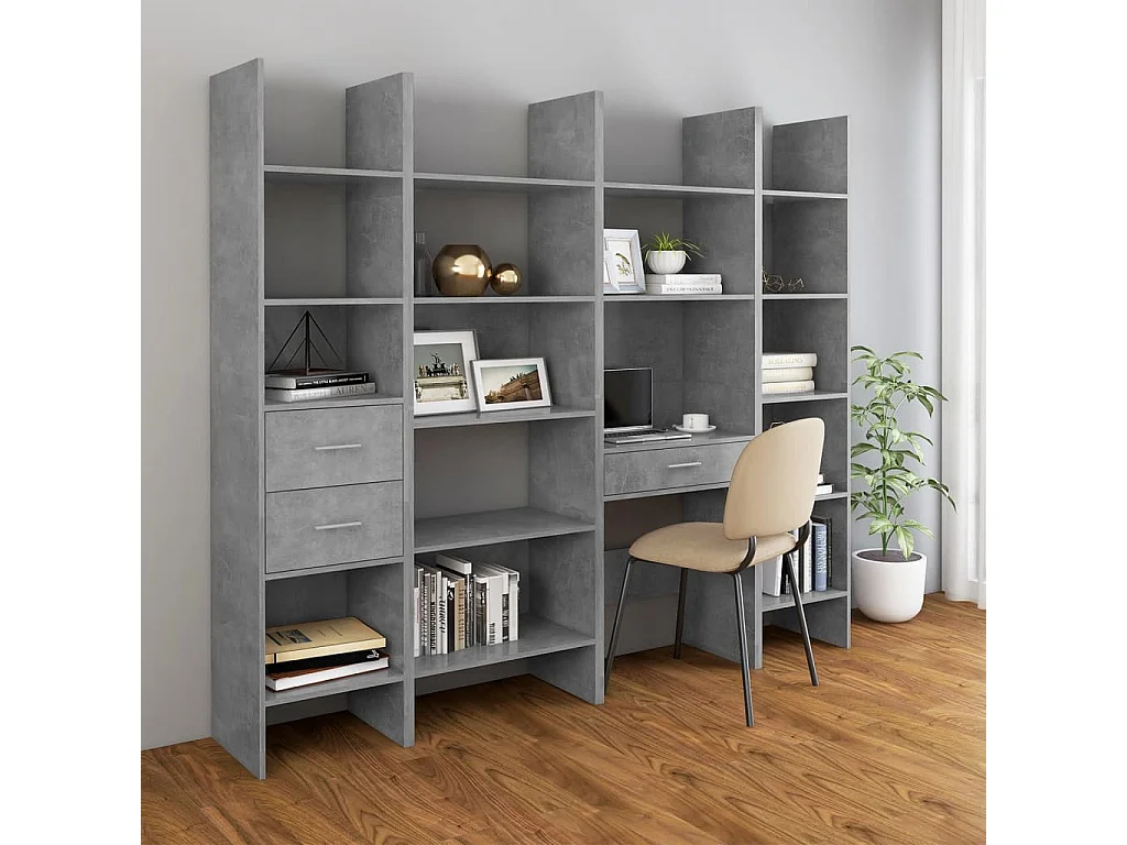 Syron  Bibliothèque Gris béton 60x35x180 cm Bois d’ingénierie