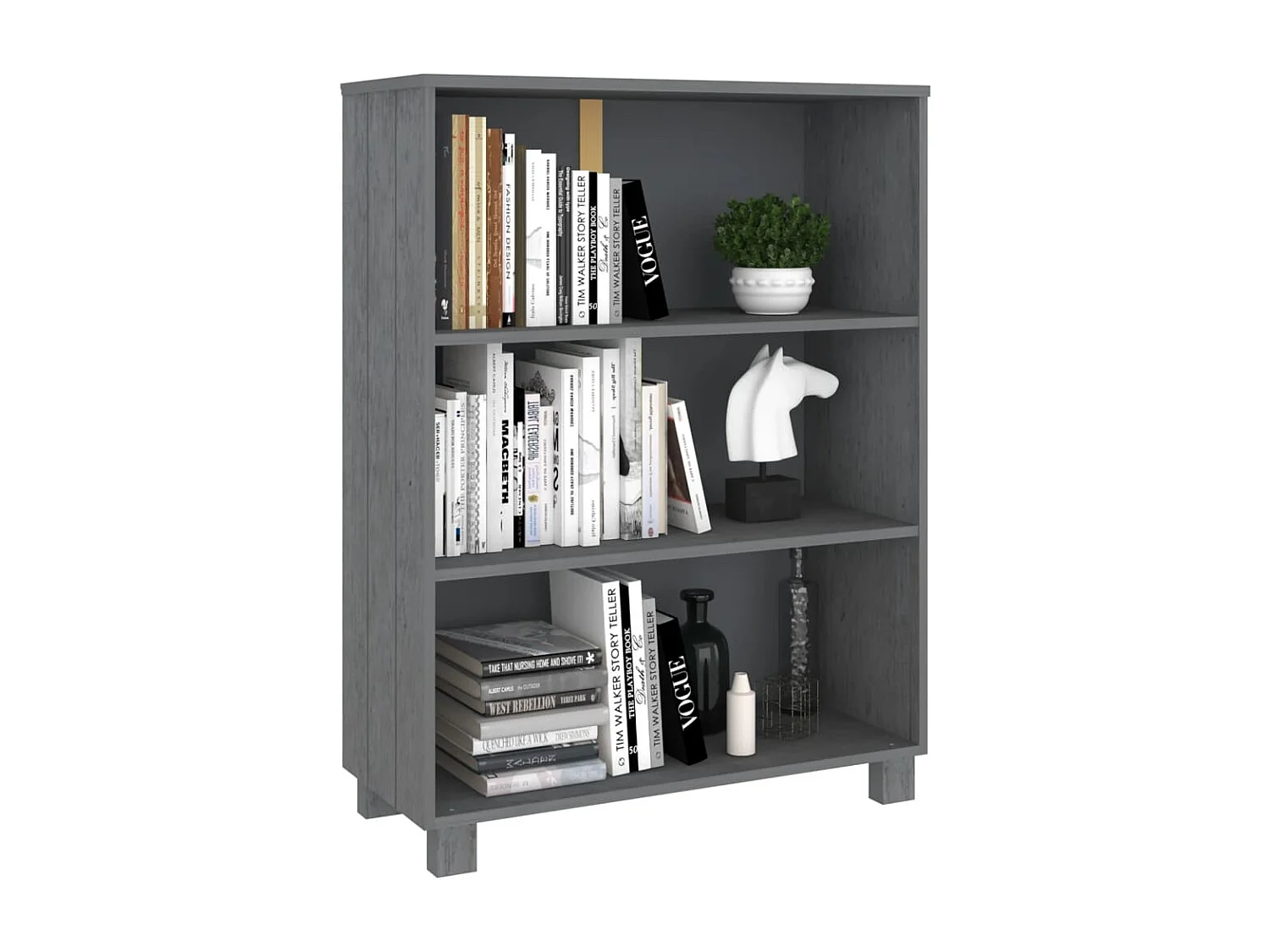 Fryvik  Bibliothèque HAMAR Gris foncé 85x35x112 cm Bois de pin massif