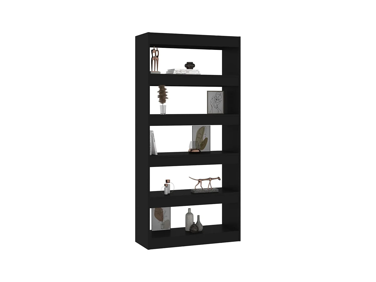 Jasper  Boekenkast/kamerscherm 80x30x166 cm bewerkt hout zwart